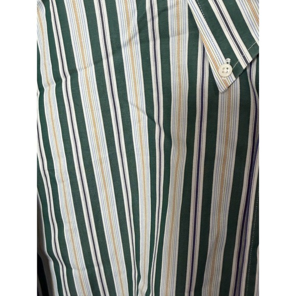 Brooks Brothers Country Club Mens XL Button Down Shirt‎ Green Stripe Cotton - Picture 4 of 7